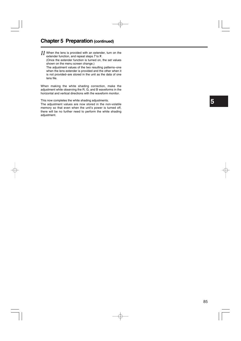 Chapter 5 preparation | Panasonic AJ-HDX900E User Manual | Page 85 / 134