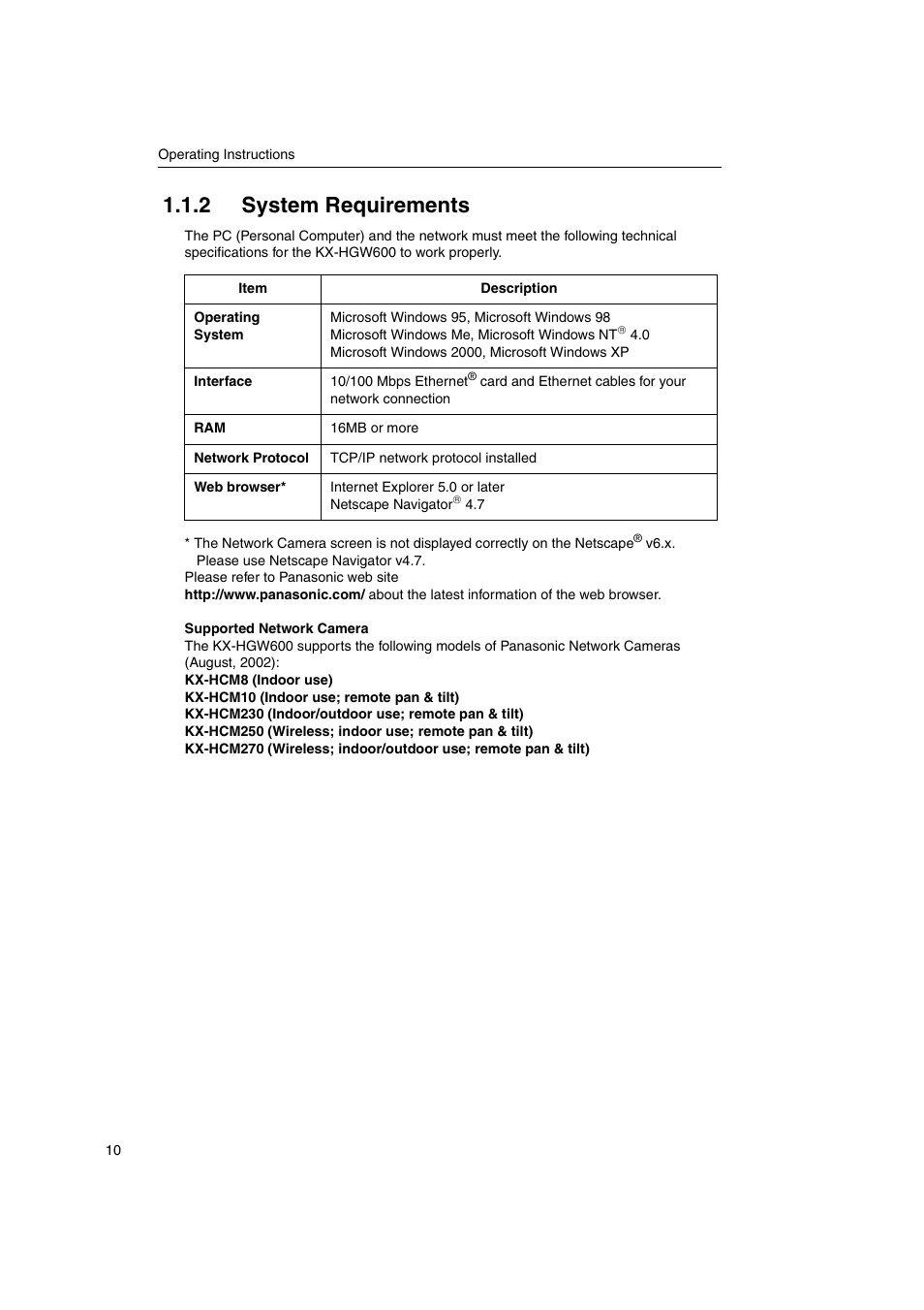 2 system requirements | Panasonic KX-HGW600 User Manual | Page 10 / 152