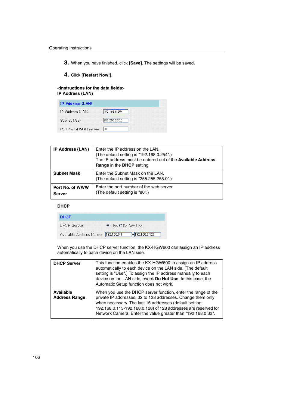 Panasonic KX-HGW600 User Manual | Page 106 / 152