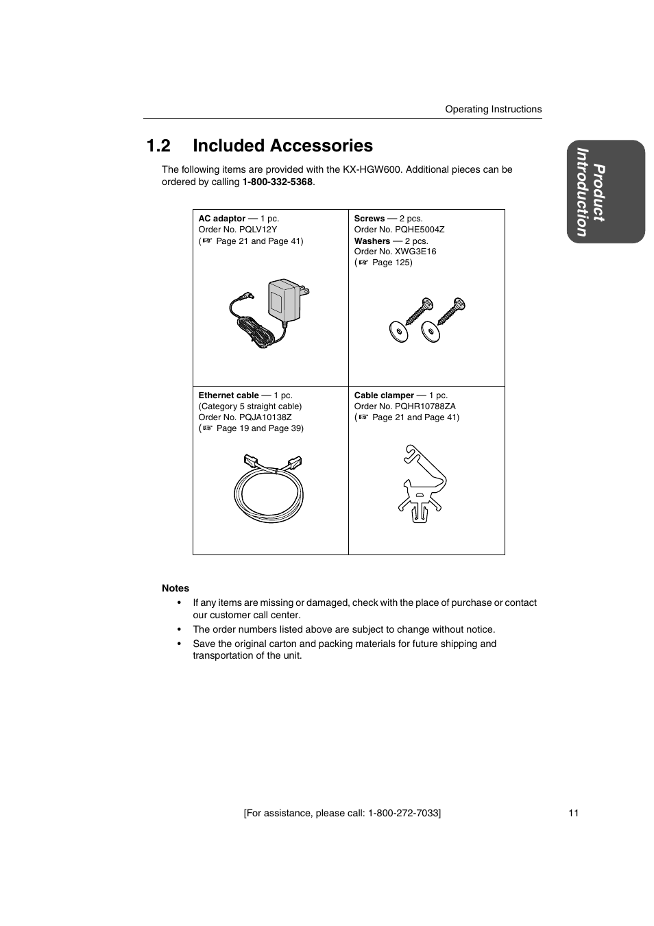 2 included accessories | Panasonic KX-HGW600 User Manual | Page 11 / 152