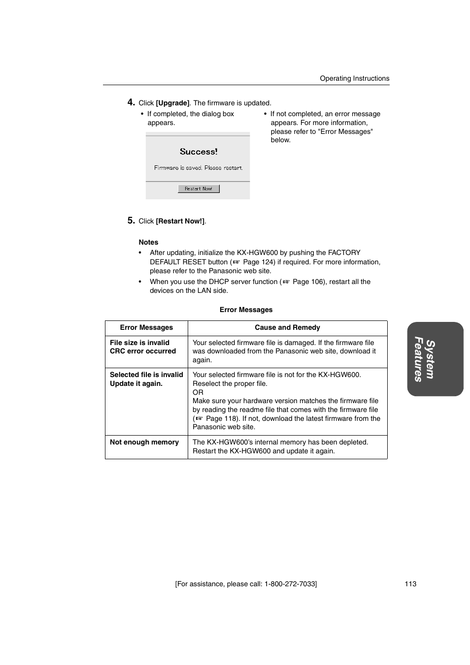System featur es | Panasonic KX-HGW600 User Manual | Page 113 / 152