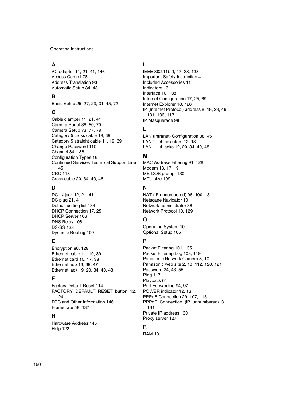 Panasonic KX-HGW600 User Manual | Page 150 / 152