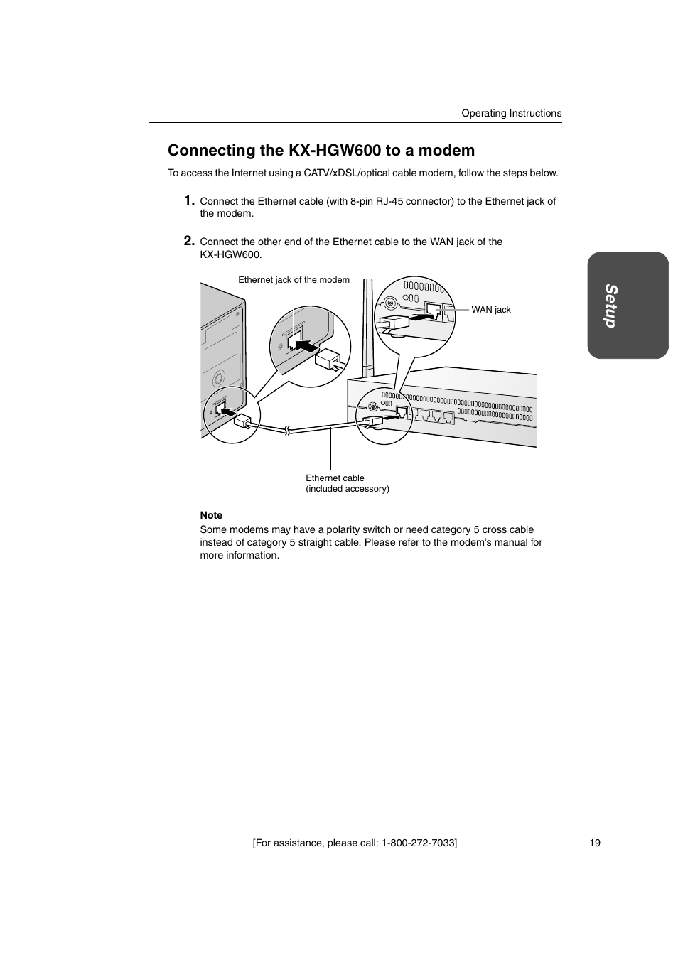 Set u p connecting the kx-hgw600 to a modem | Panasonic KX-HGW600 User Manual | Page 19 / 152
