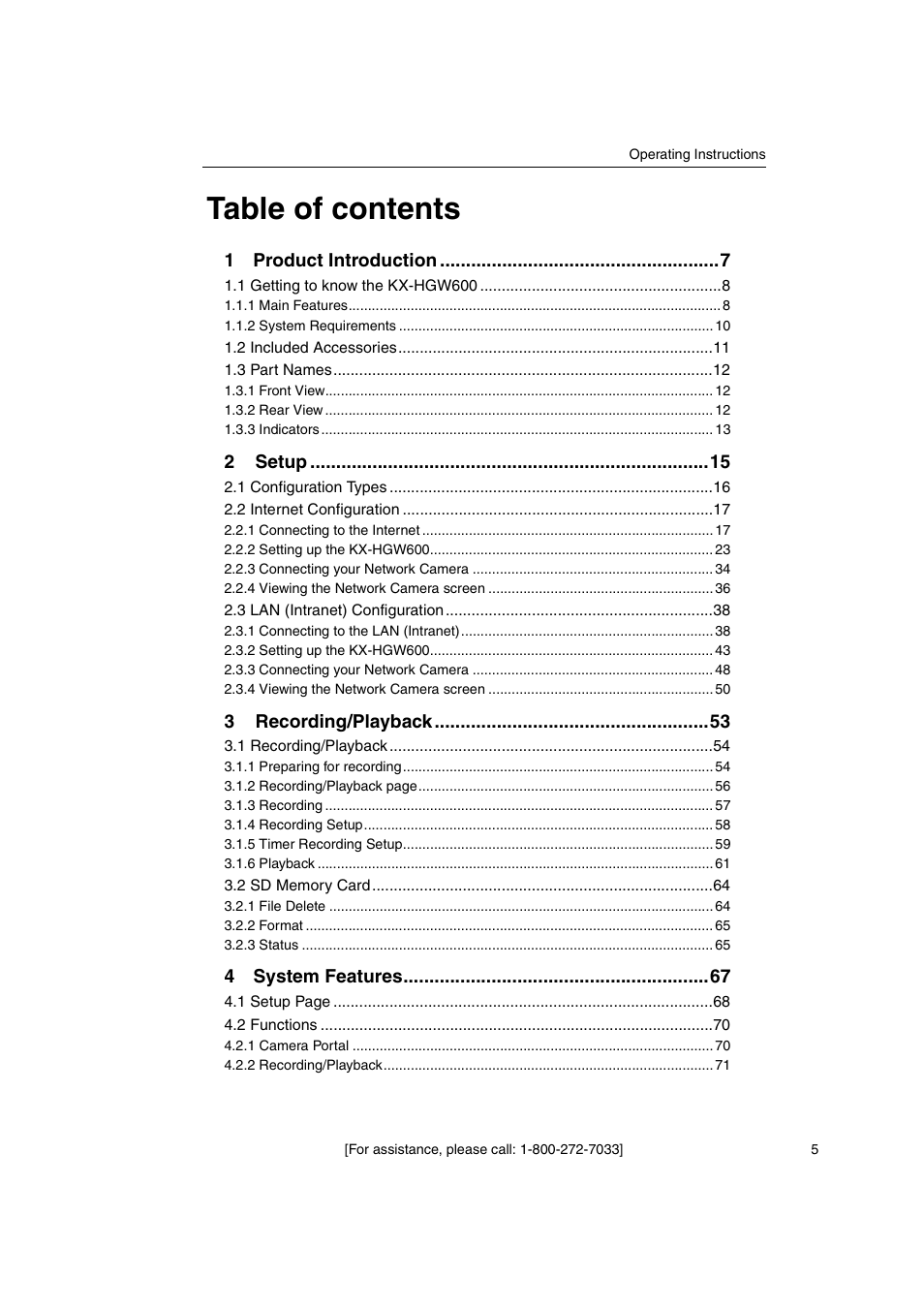 Panasonic KX-HGW600 User Manual | Page 5 / 152