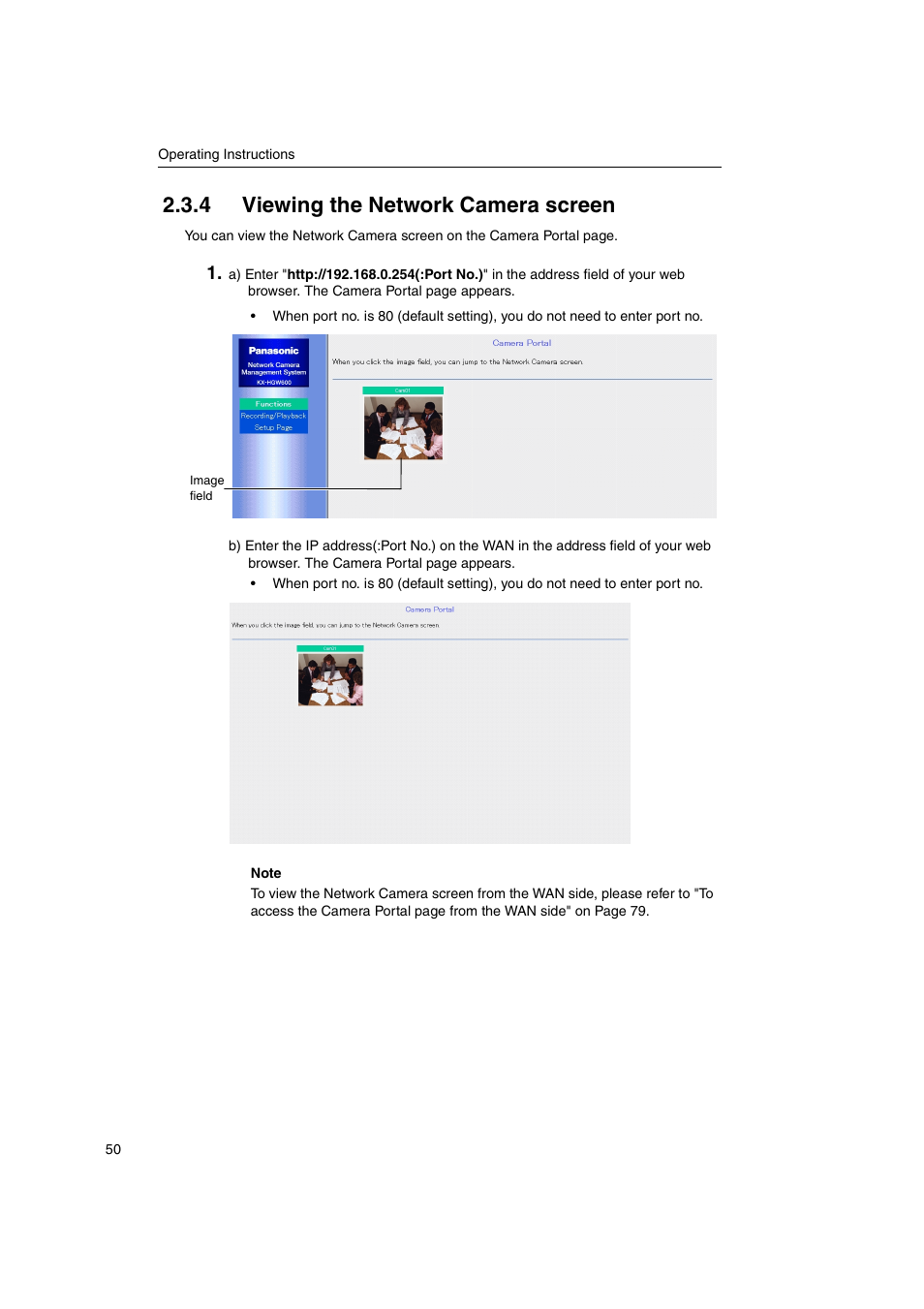 4 viewing the network camera screen | Panasonic KX-HGW600 User Manual | Page 50 / 152