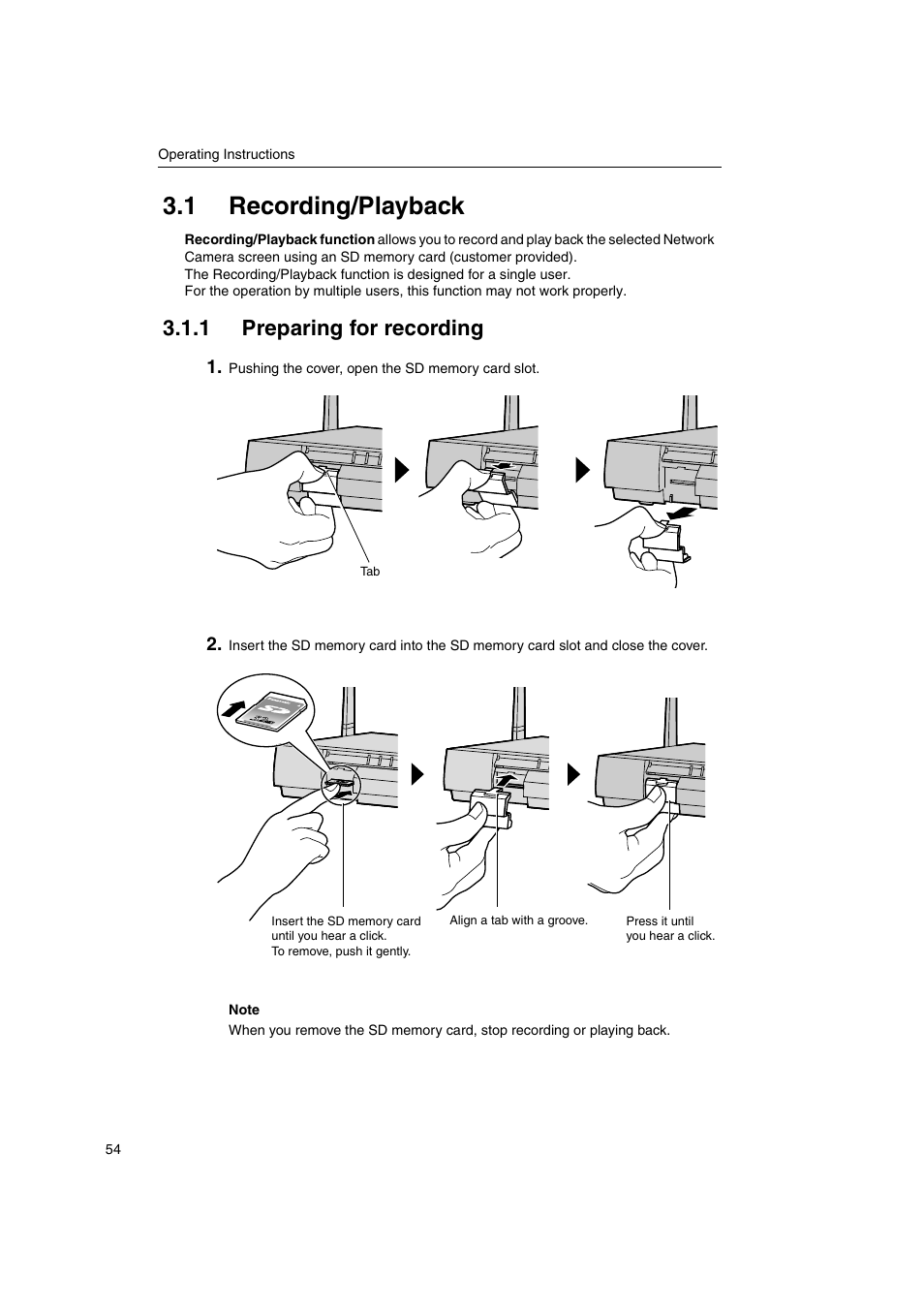 1 recording/playback, 1 preparing for recording | Panasonic KX-HGW600 User Manual | Page 54 / 152