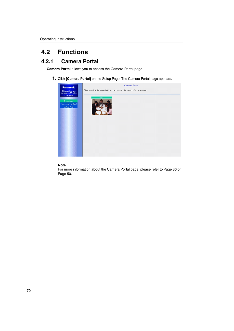 2 functions, 1 camera portal | Panasonic KX-HGW600 User Manual | Page 70 / 152