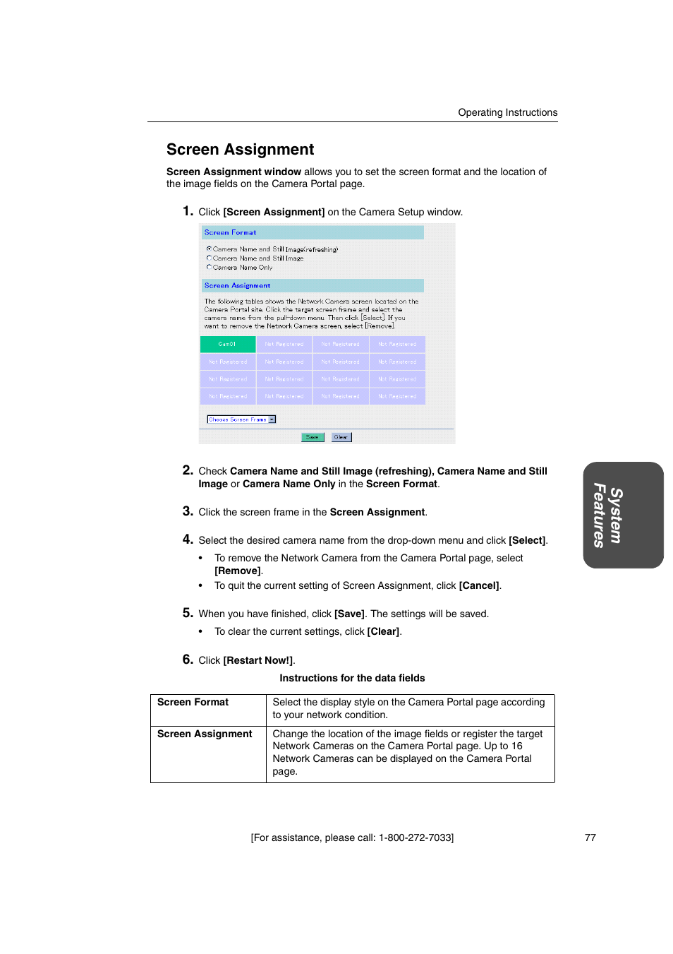 System featur es screen assignment | Panasonic KX-HGW600 User Manual | Page 77 / 152