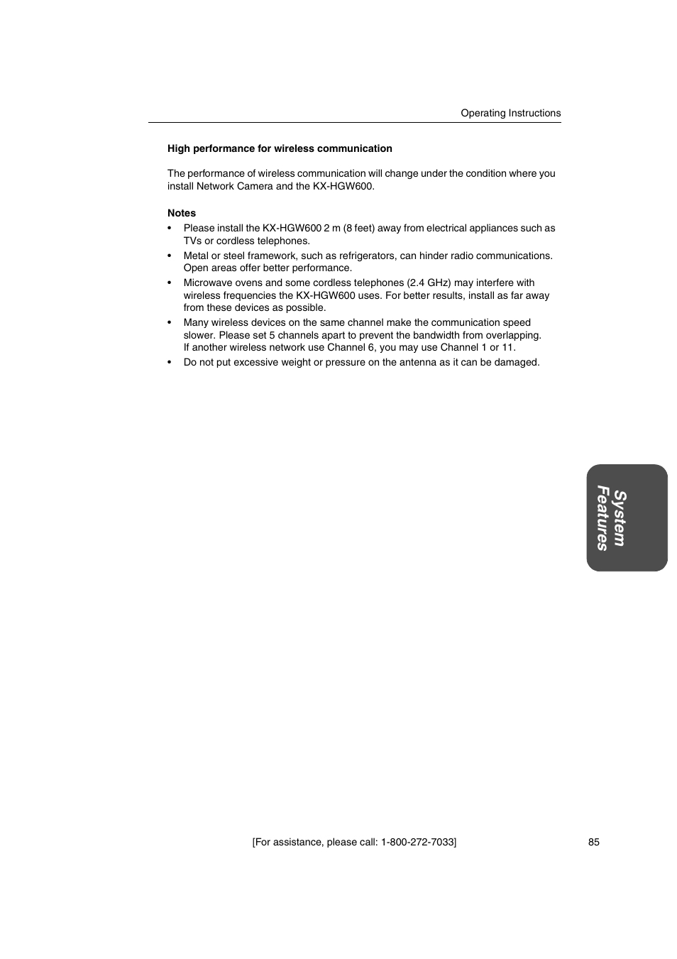 System featur es | Panasonic KX-HGW600 User Manual | Page 85 / 152