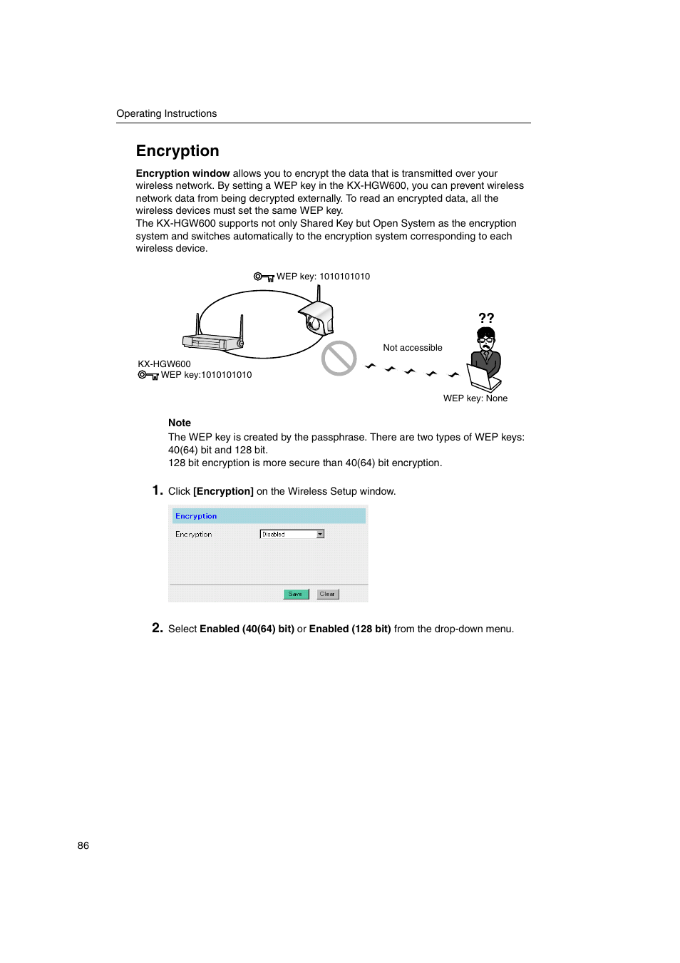 Encryption | Panasonic KX-HGW600 User Manual | Page 86 / 152