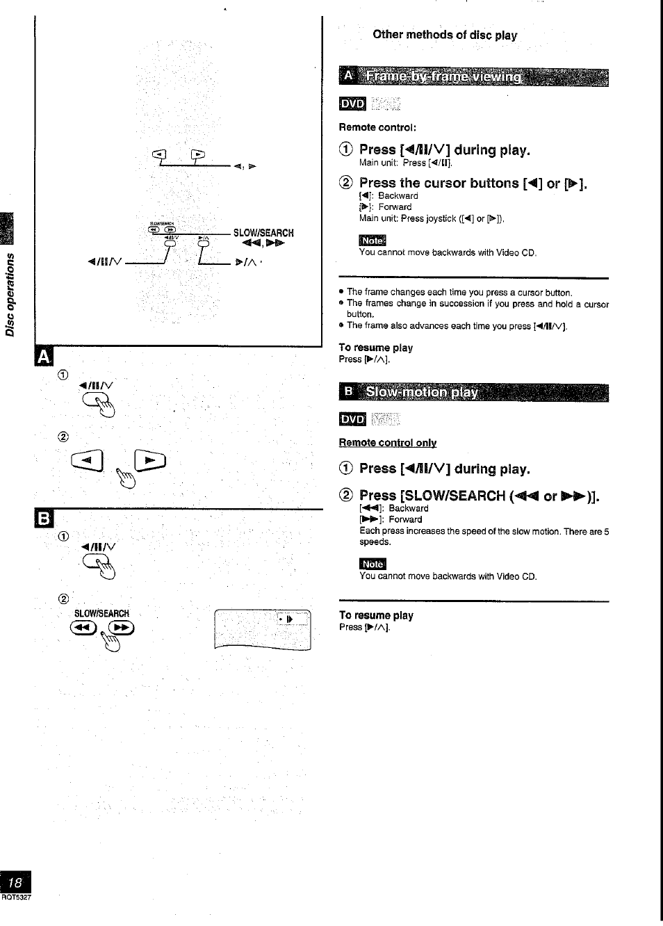 Slow/search, Remote control, Press [