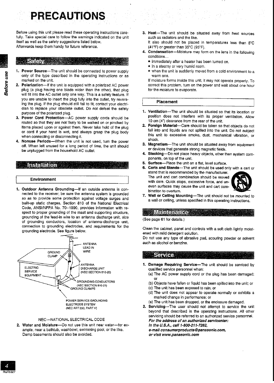 Rhstallàtiòh, Precautions | Panasonic SC-DK2 User Manual | Page 4 / 64