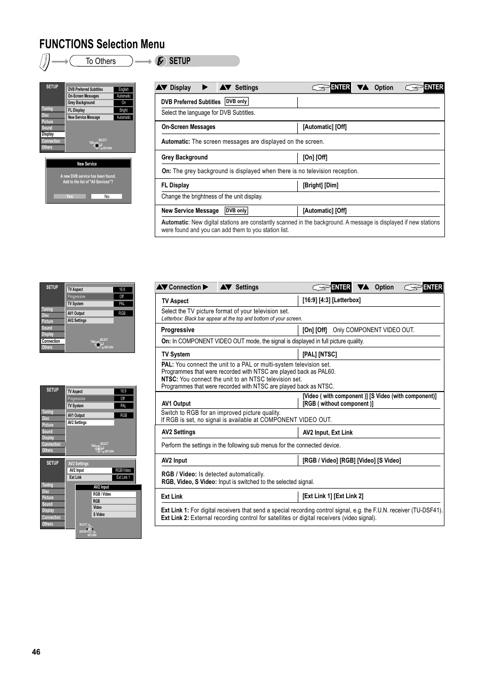 Seite46, Functions selection menu, Setup | Panasonic DMR-ES20DEB User Manual | Page 46 / 56