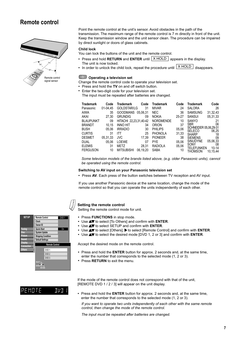 Seite7, Remote control | Panasonic DMR-ES20DEB User Manual | Page 7 / 56