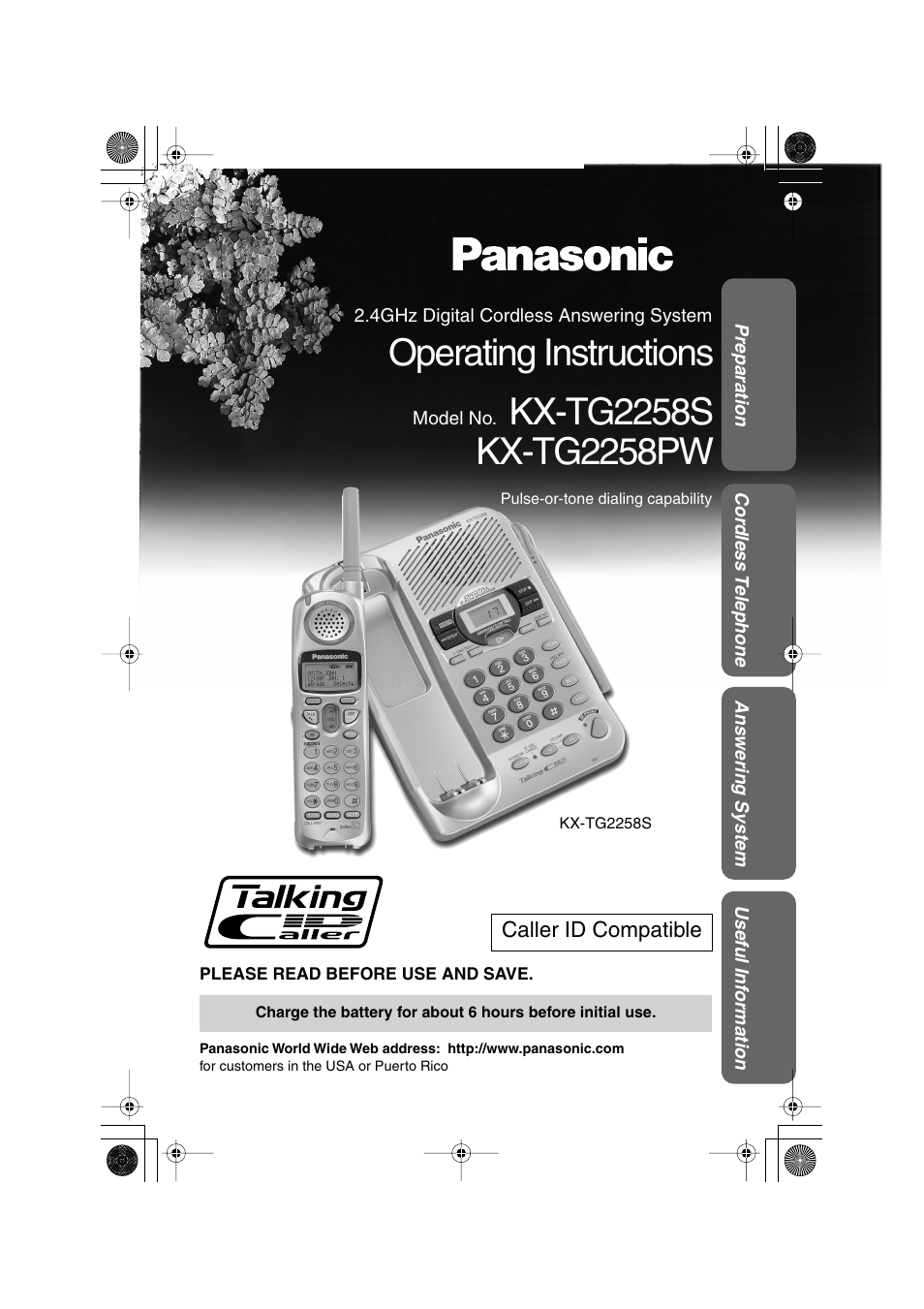 Panasonic KX TG2258PW User Manual | 72 pages