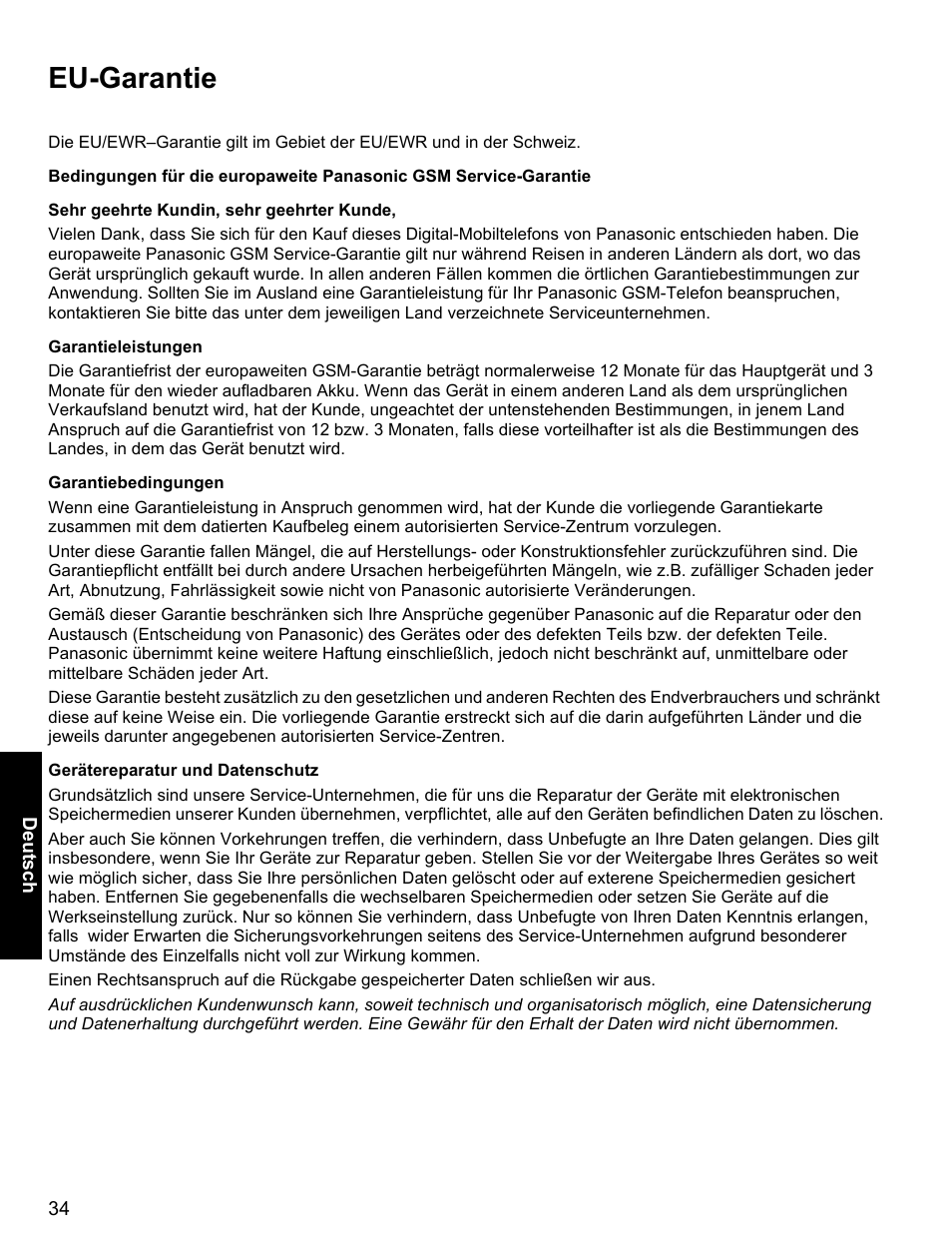 Eu-garantie | Panasonic EB-X400 User Manual | Page 35 / 45