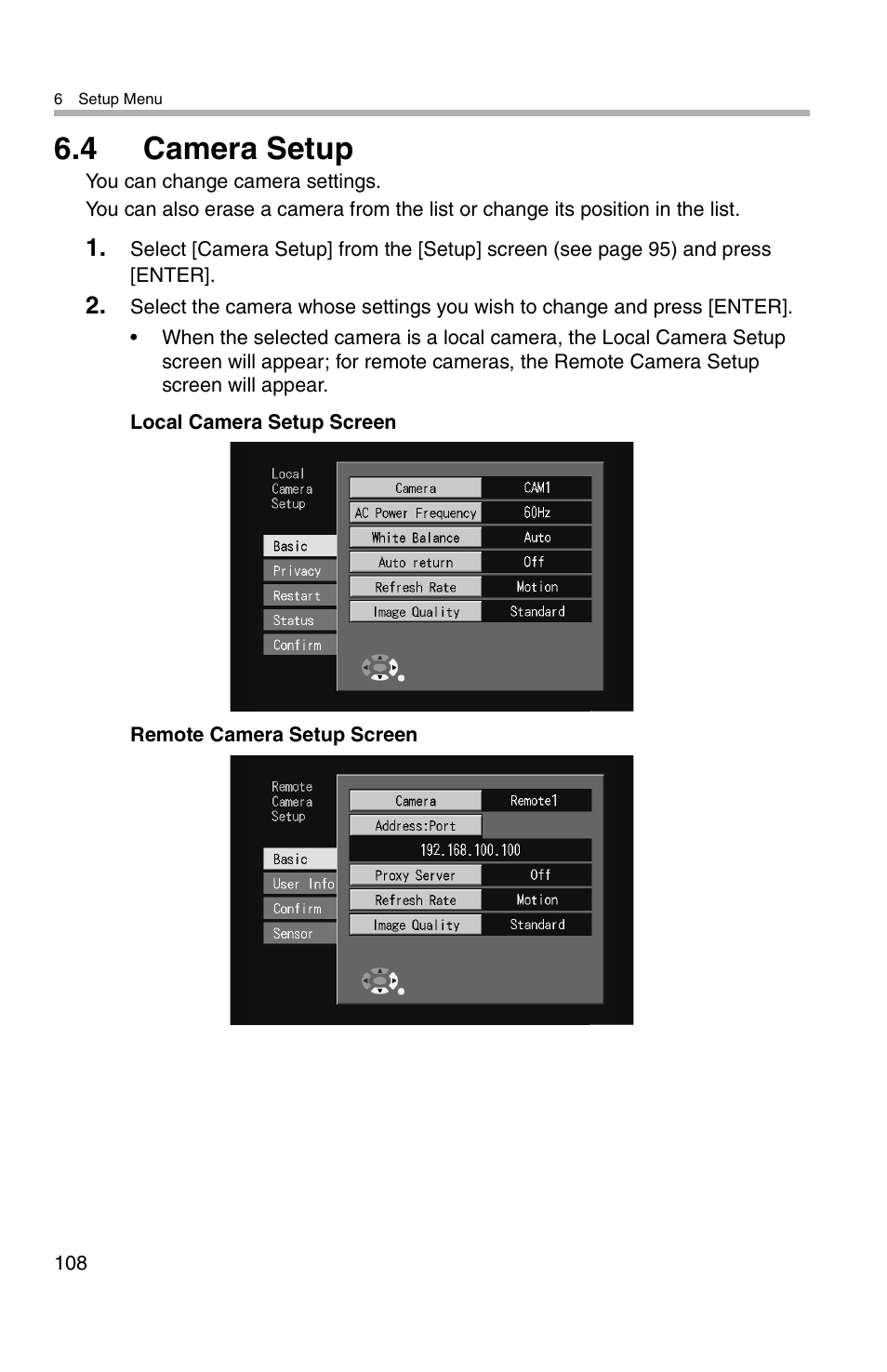 4 camera setup | Panasonic BL-WV10A User Manual | Page 108 / 184