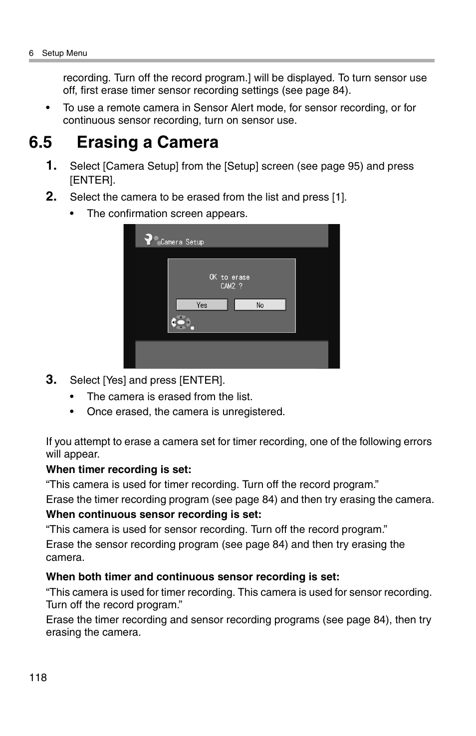 5 erasing a camera | Panasonic BL-WV10A User Manual | Page 118 / 184