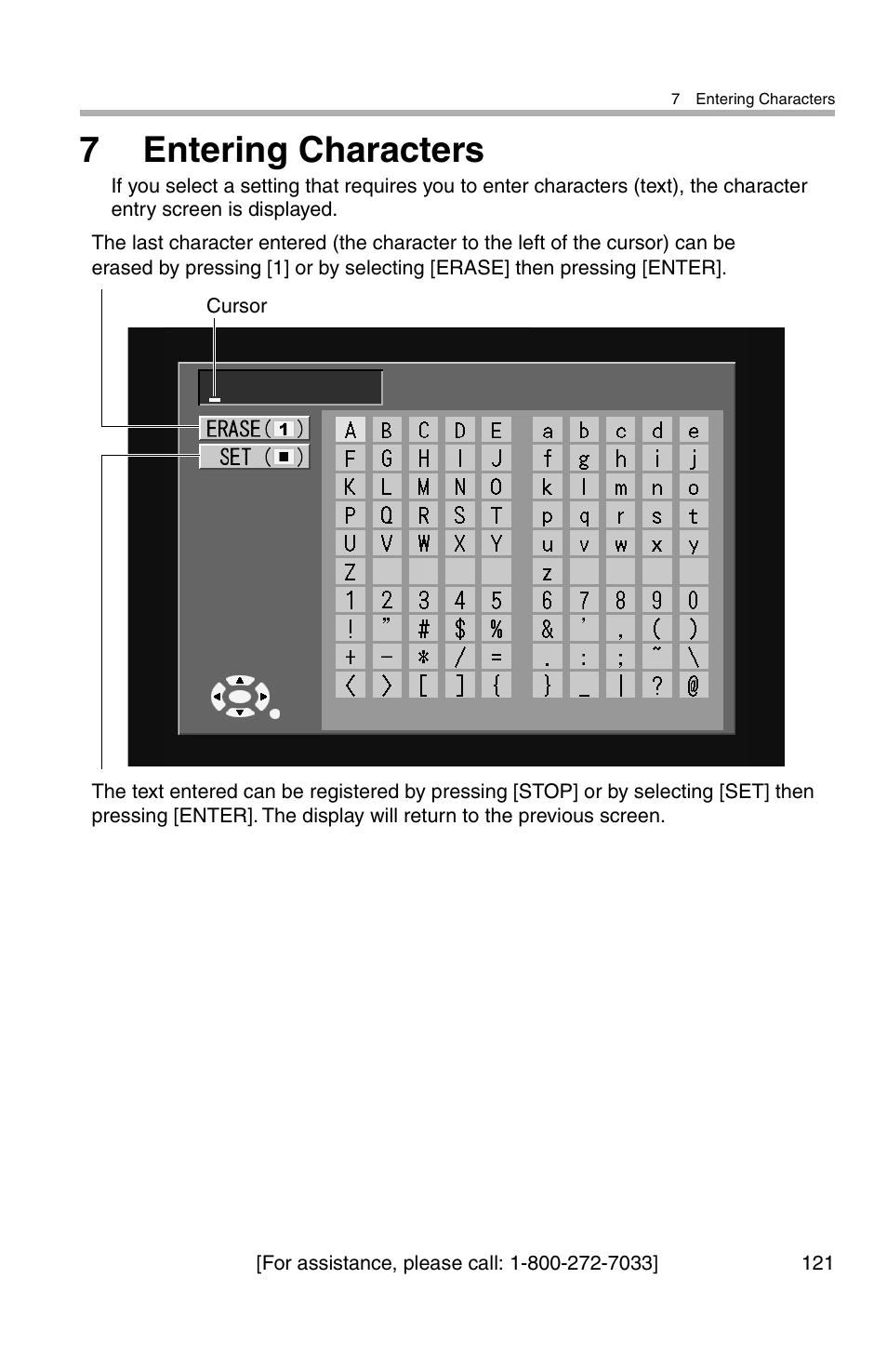 7entering characters | Panasonic BL-WV10A User Manual | Page 121 / 184