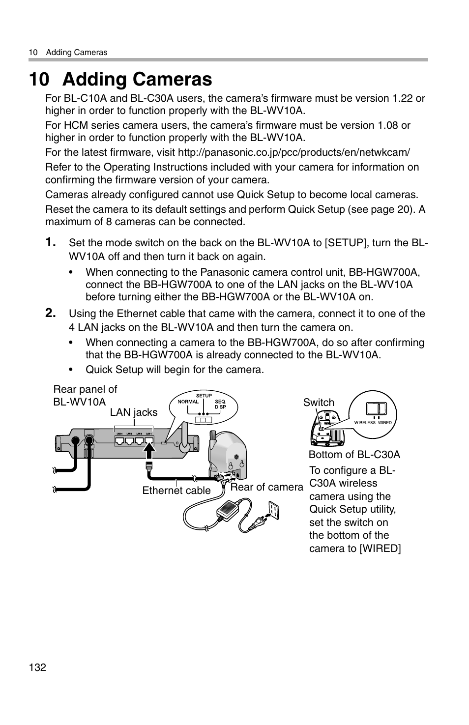 10 adding cameras | Panasonic BL-WV10A User Manual | Page 132 / 184