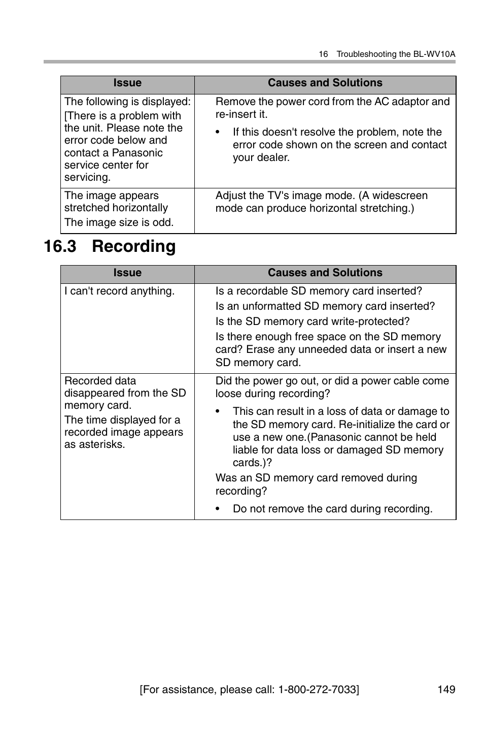 3 recording | Panasonic BL-WV10A User Manual | Page 149 / 184