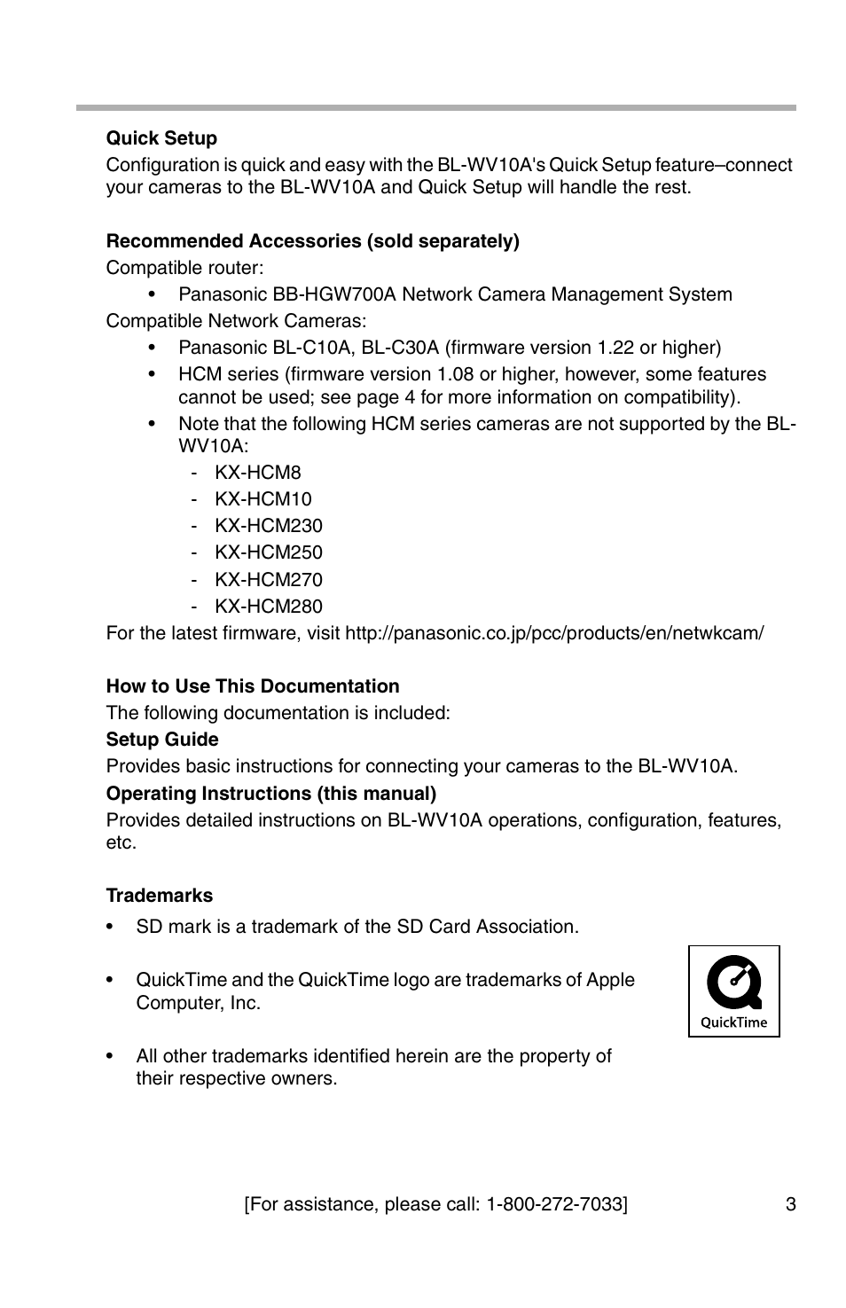 Panasonic BL-WV10A User Manual | Page 3 / 184