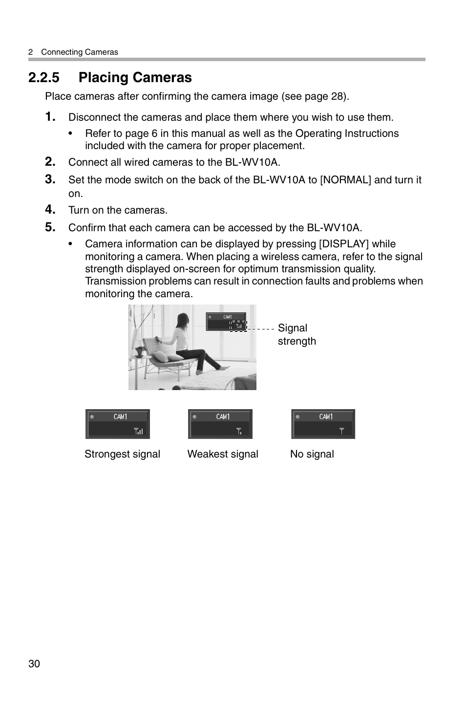 5 placing cameras | Panasonic BL-WV10A User Manual | Page 30 / 184