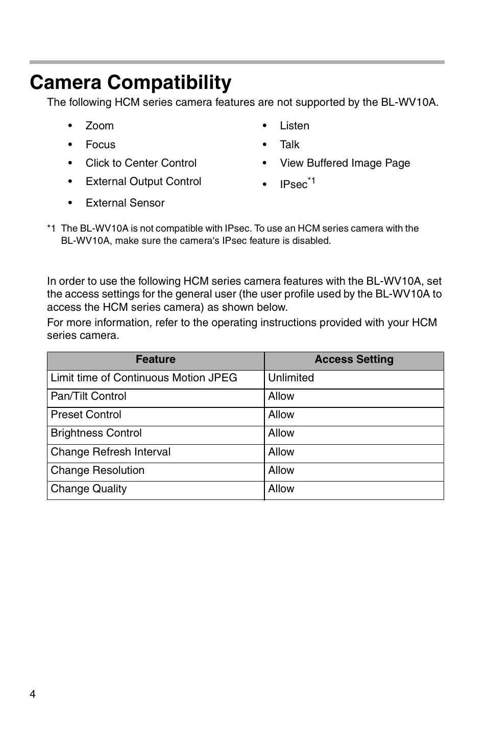 Camera compatibility | Panasonic BL-WV10A User Manual | Page 4 / 184