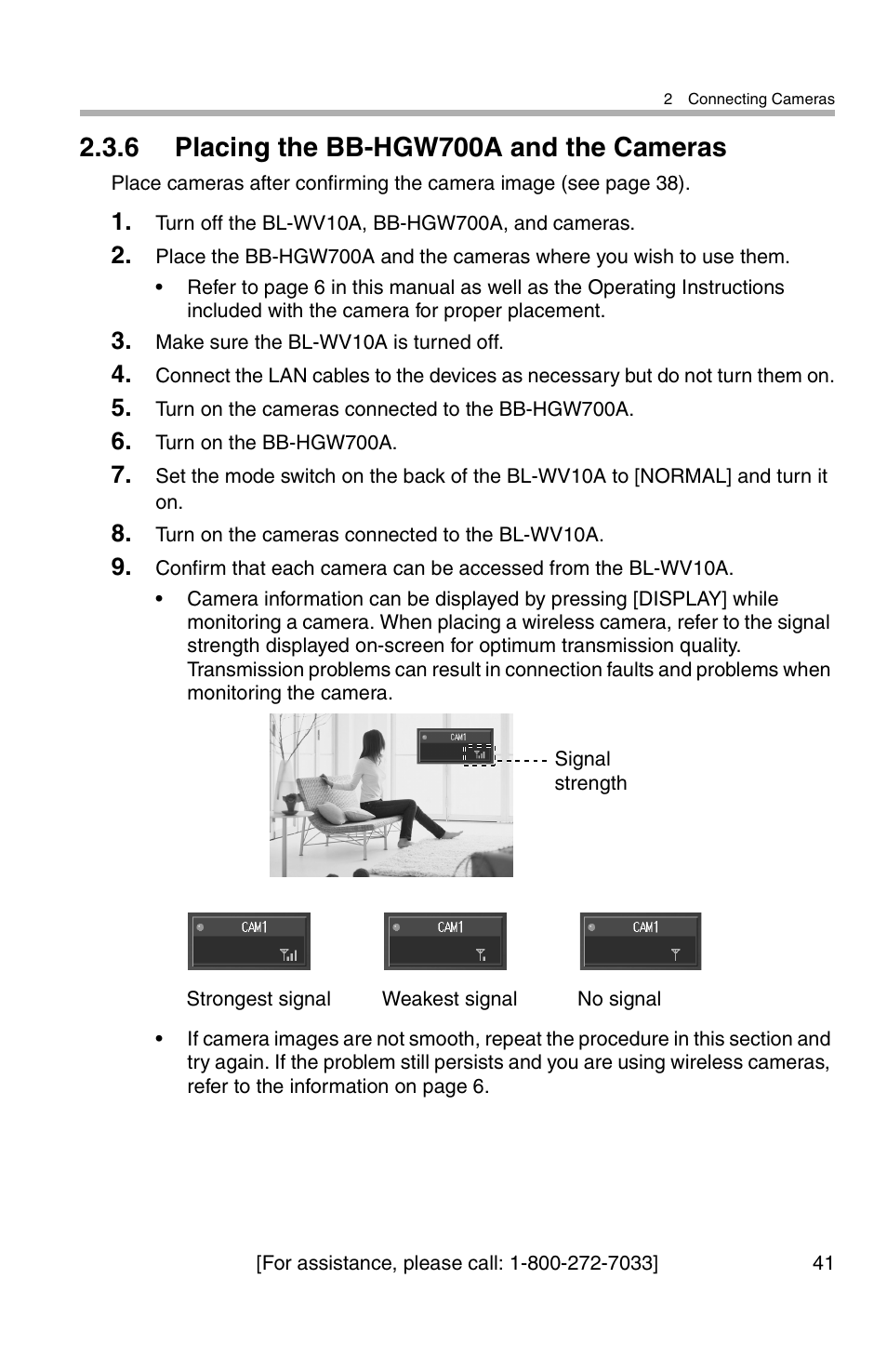 6 placing the bb-hgw700a and the cameras | Panasonic BL-WV10A User Manual | Page 41 / 184