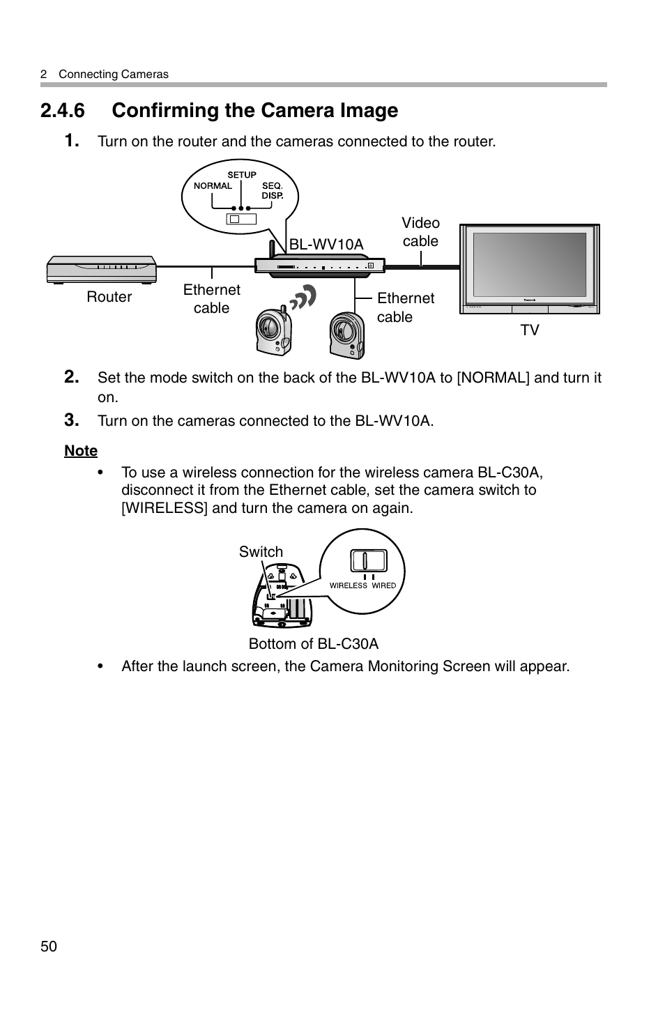 6 confirming the camera image | Panasonic BL-WV10A User Manual | Page 50 / 184