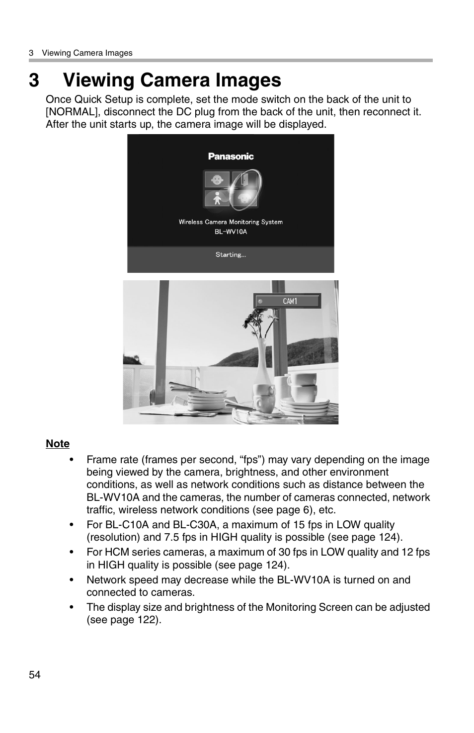 3viewing camera images | Panasonic BL-WV10A User Manual | Page 54 / 184