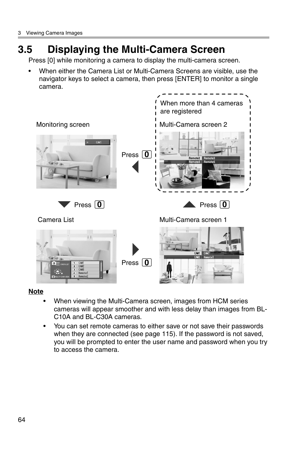 5 displaying the multi-camera screen | Panasonic BL-WV10A User Manual | Page 64 / 184