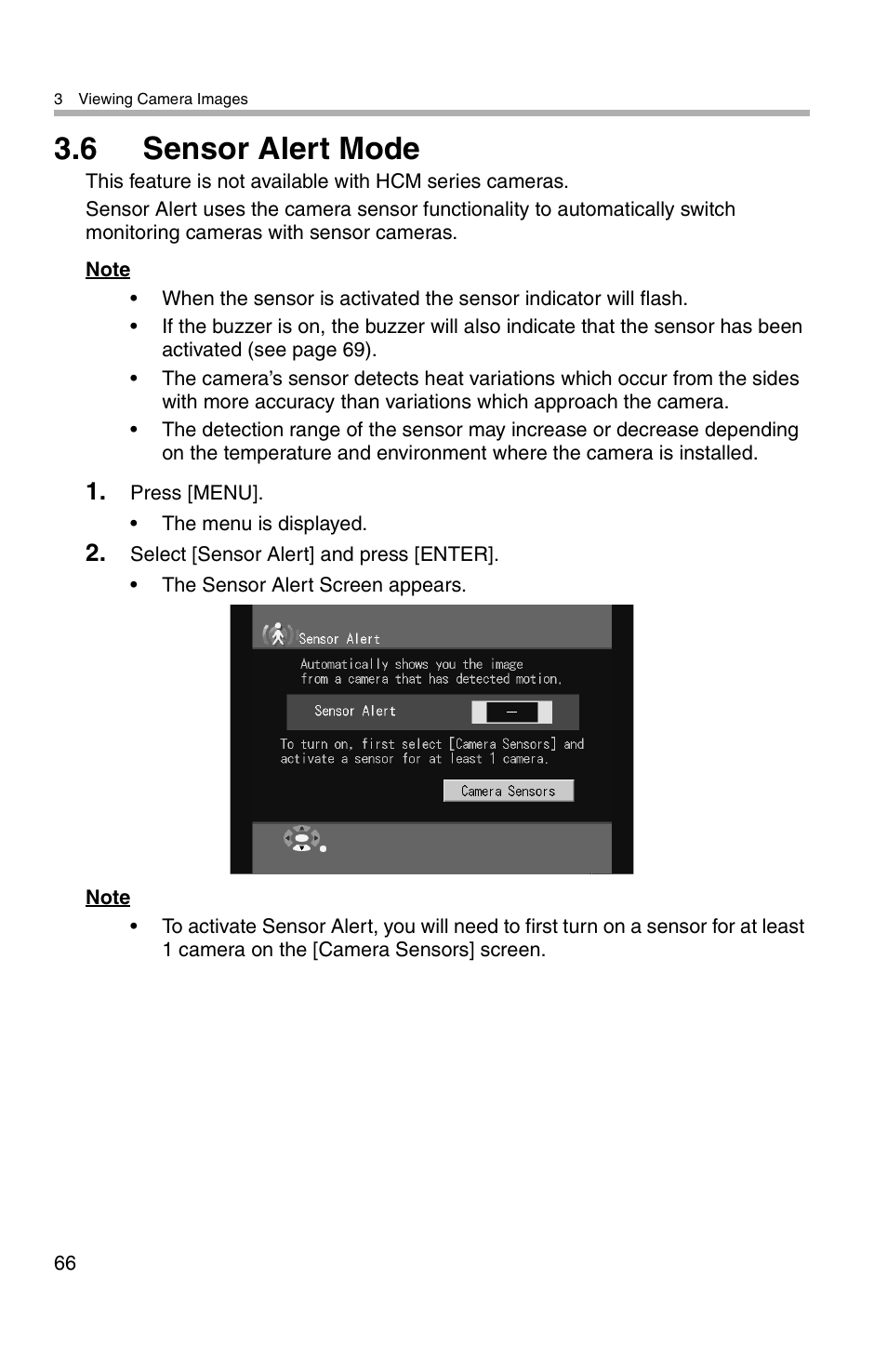 6 sensor alert mode | Panasonic BL-WV10A User Manual | Page 66 / 184