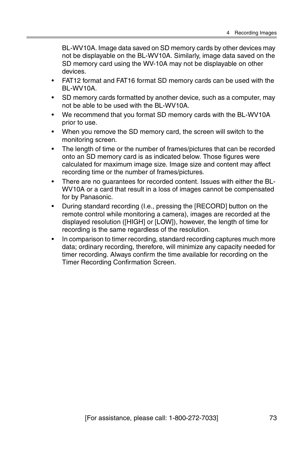 Panasonic BL-WV10A User Manual | Page 73 / 184