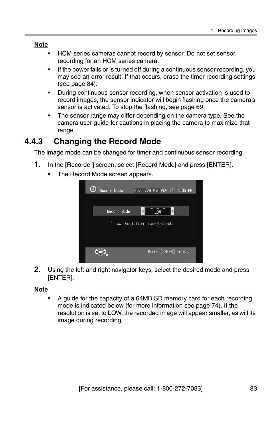 3 changing the record mode | Panasonic BL-WV10A User Manual | Page 83 / 184