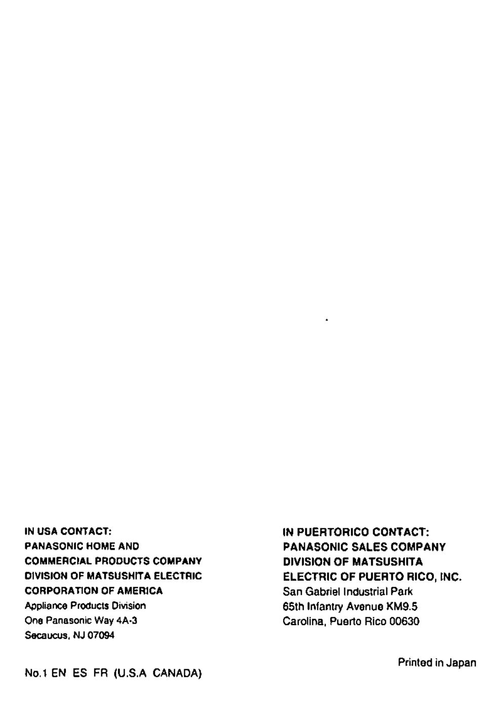 Panasonic ES762 User Manual | Page 20 / 20