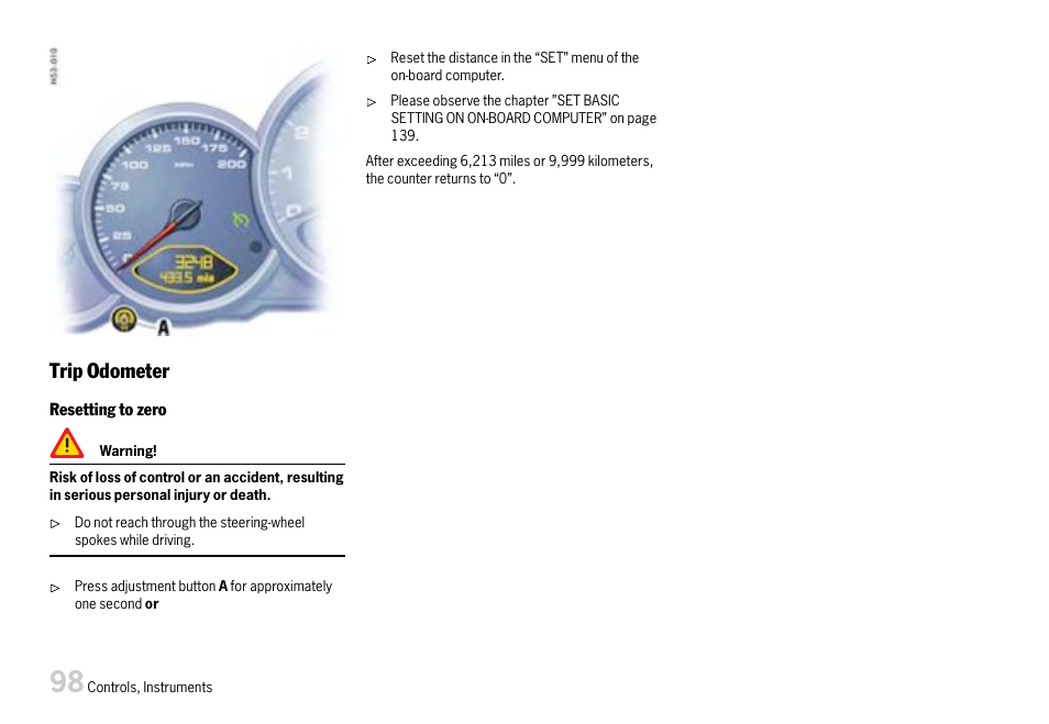 Trip odometer | Porsche 911 Carrera User Manual | Page 100 / 355