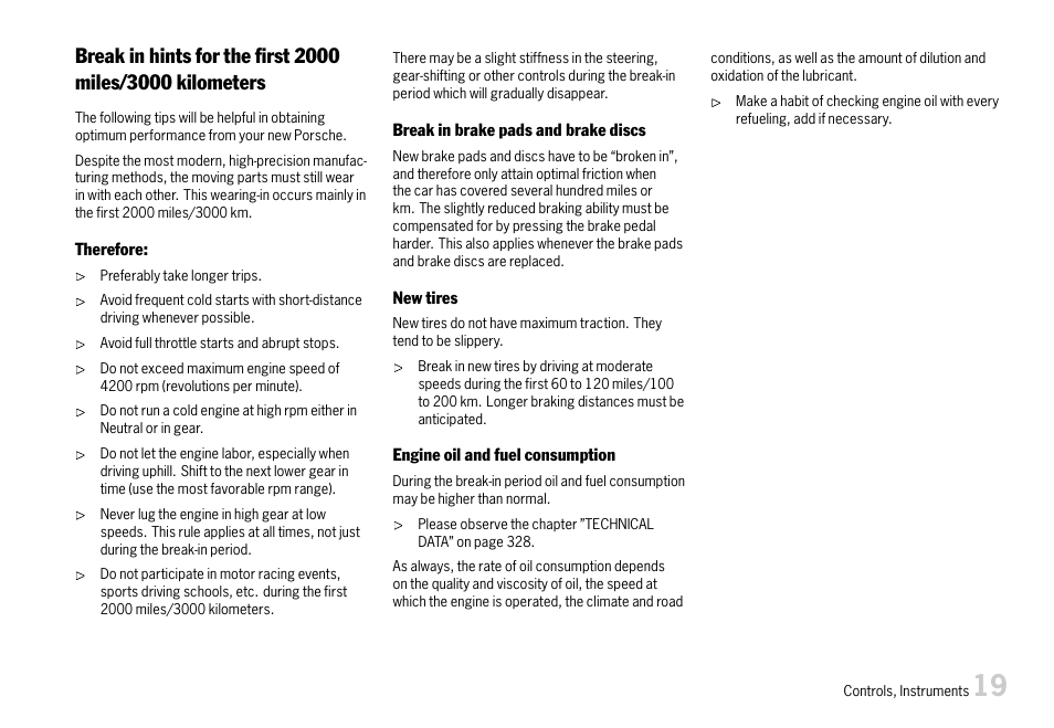 Break in hints for the fi | Porsche 911 Carrera User Manual | Page 21 / 355