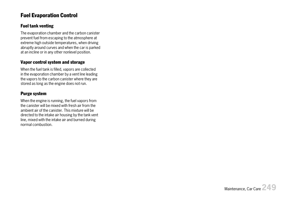 Fuel evaporation control | Porsche 911 Carrera User Manual | Page 251 / 355