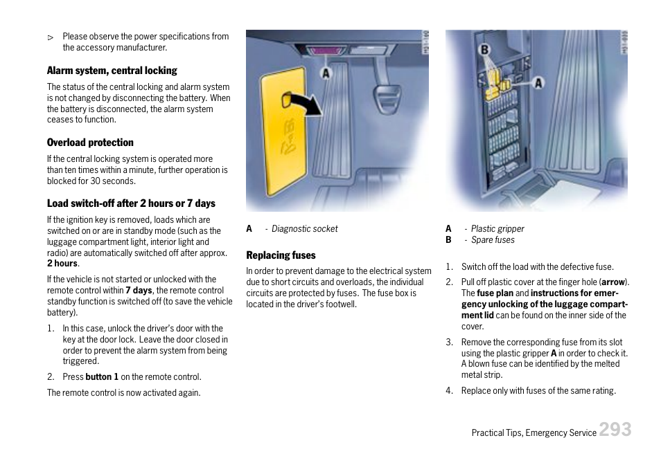 Please observe the chapter ”load switch, If the, Stat | Porsche 911 Carrera User Manual | Page 295 / 355