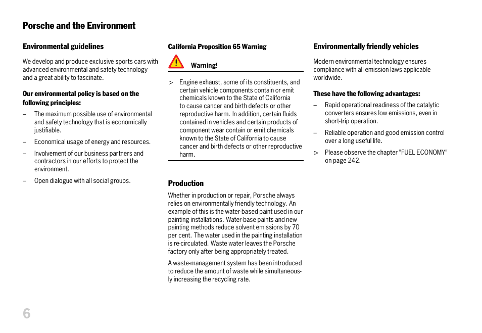 Porsche and the environment | Porsche 911 Carrera User Manual | Page 8 / 355