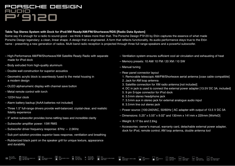 SS9120, Porsche design audio | Porsche 9100 User Manual | Page 6 / 14