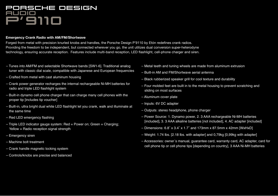 SS9110, Porsche design audio | Porsche 9100 User Manual | Page 9 / 14