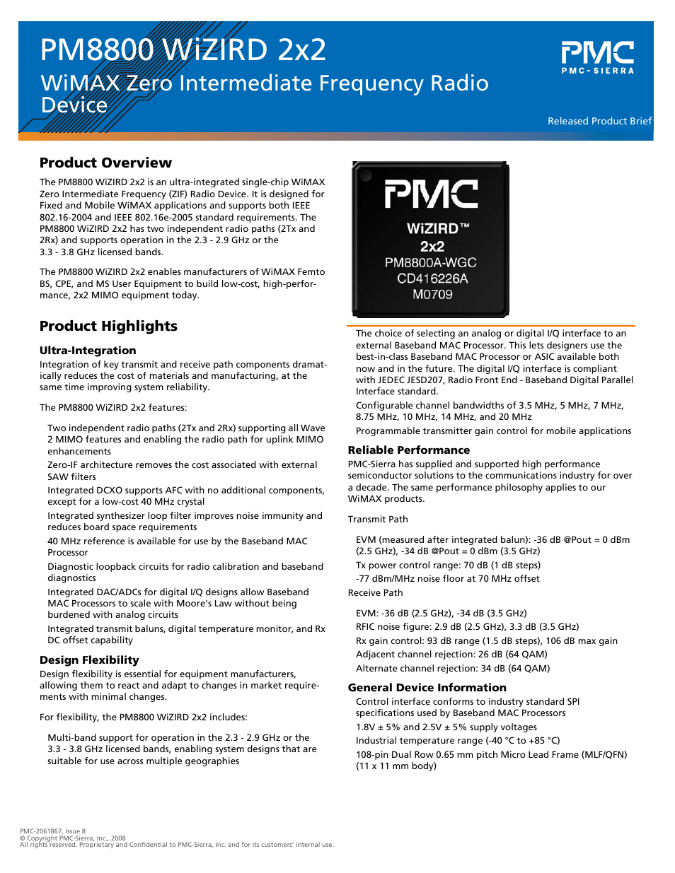 PMC-Sierra M8800 User Manual | 2 pages