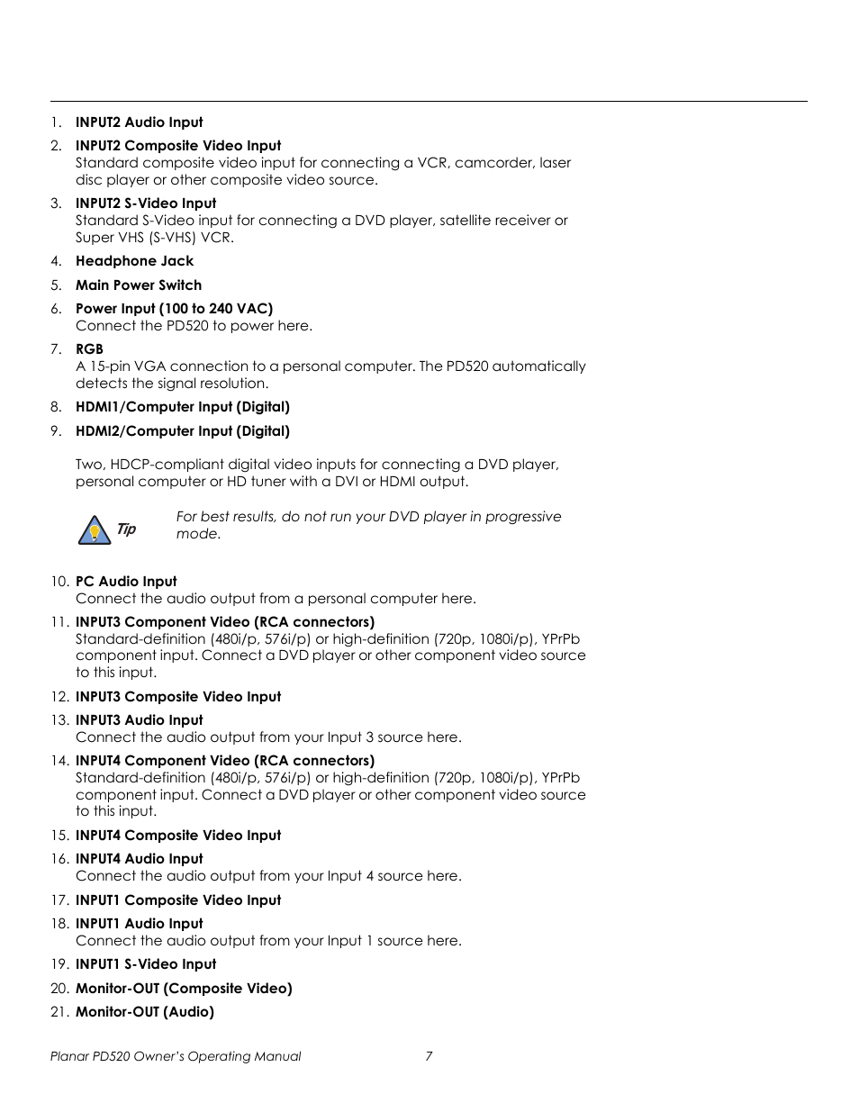 Prel imina ry | Planar FULL-HD PD520 User Manual | Page 19 / 66