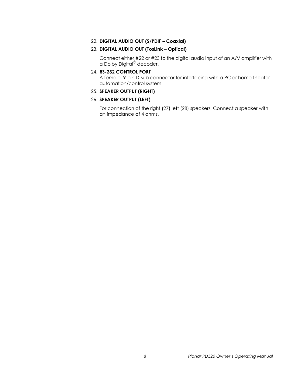 Prel imina ry | Planar FULL-HD PD520 User Manual | Page 20 / 66