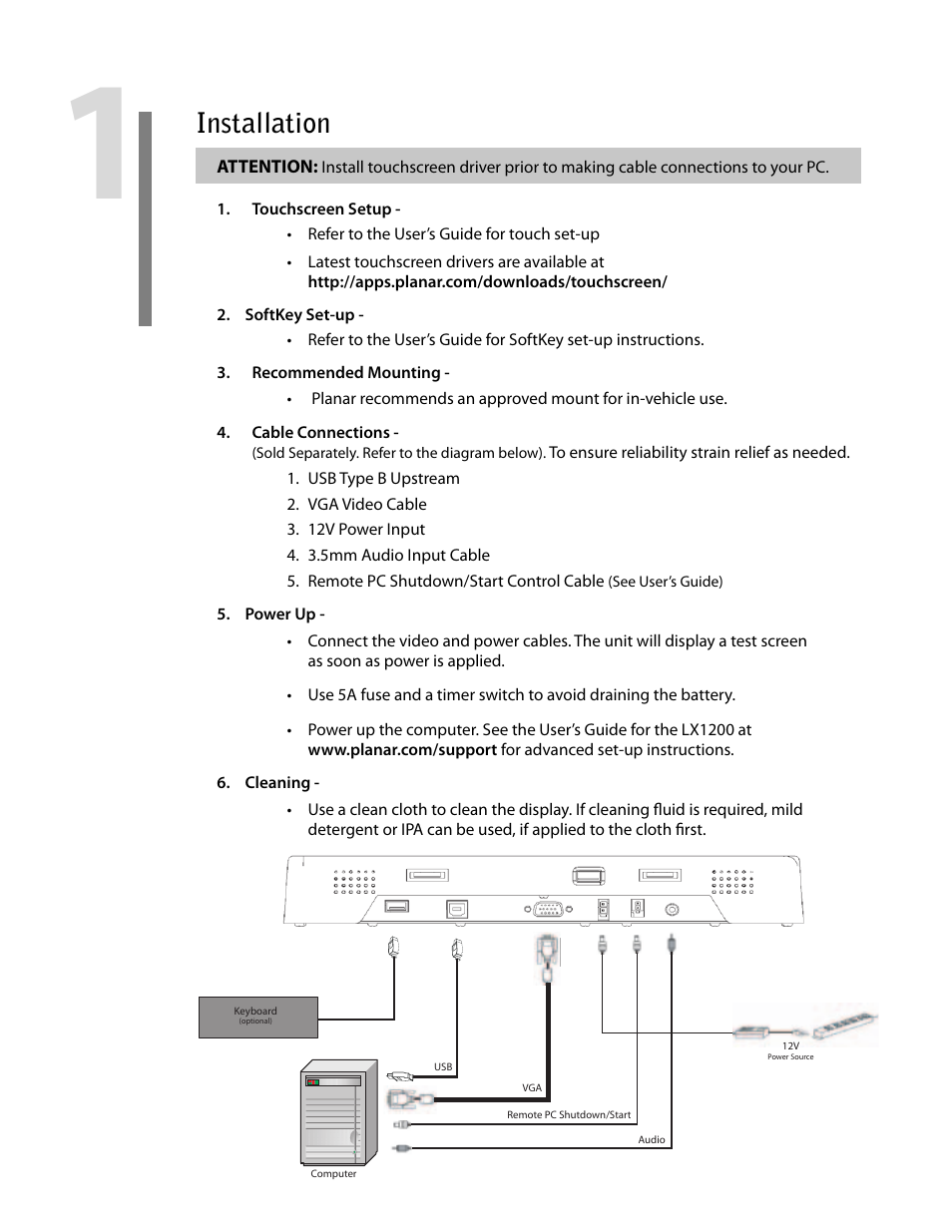 Installation | Planar LX1200 User Manual | Page 2 / 4