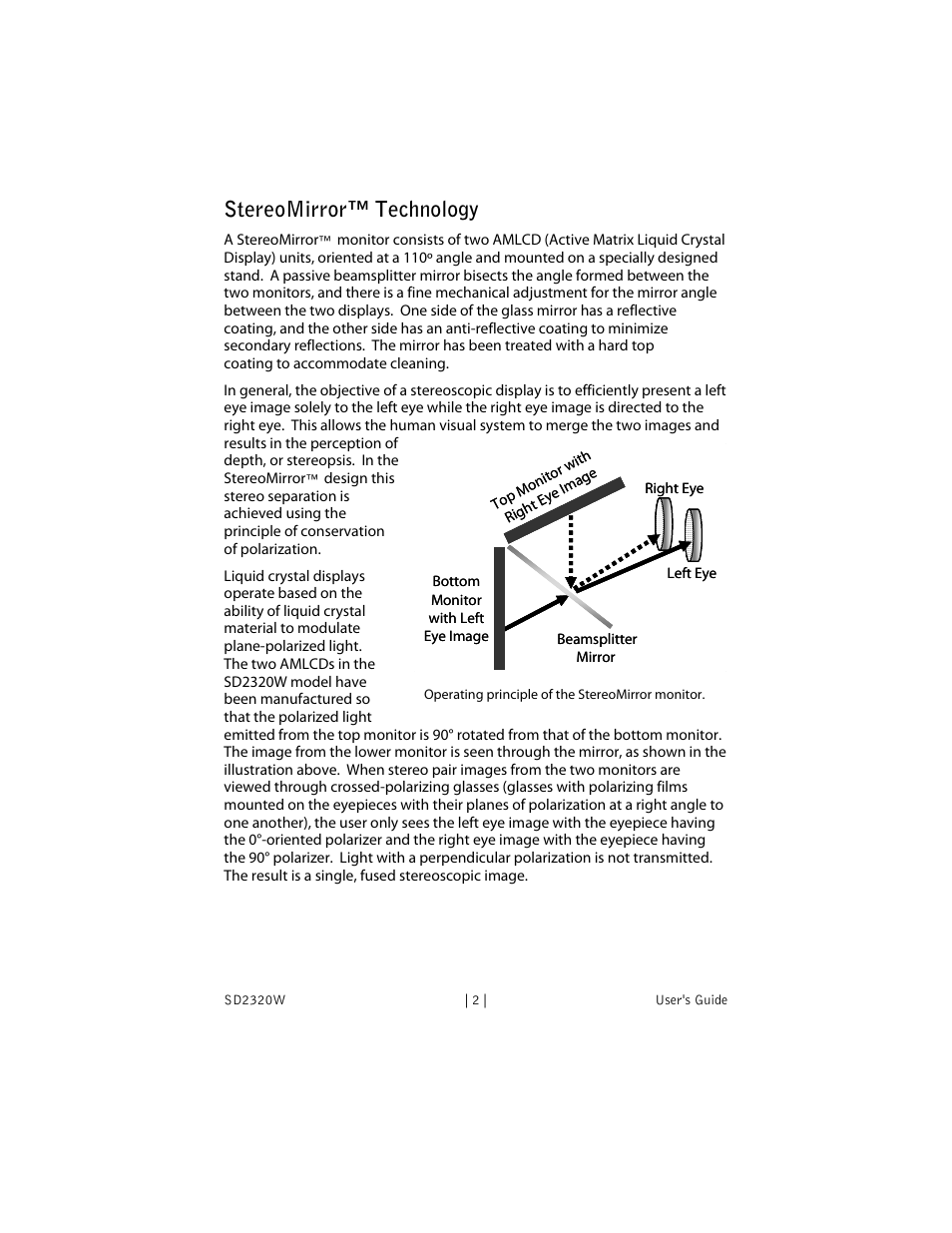 Stereomirror technology, Stereomirror™ technology | Planar SD2320W User Manual | Page 7 / 20