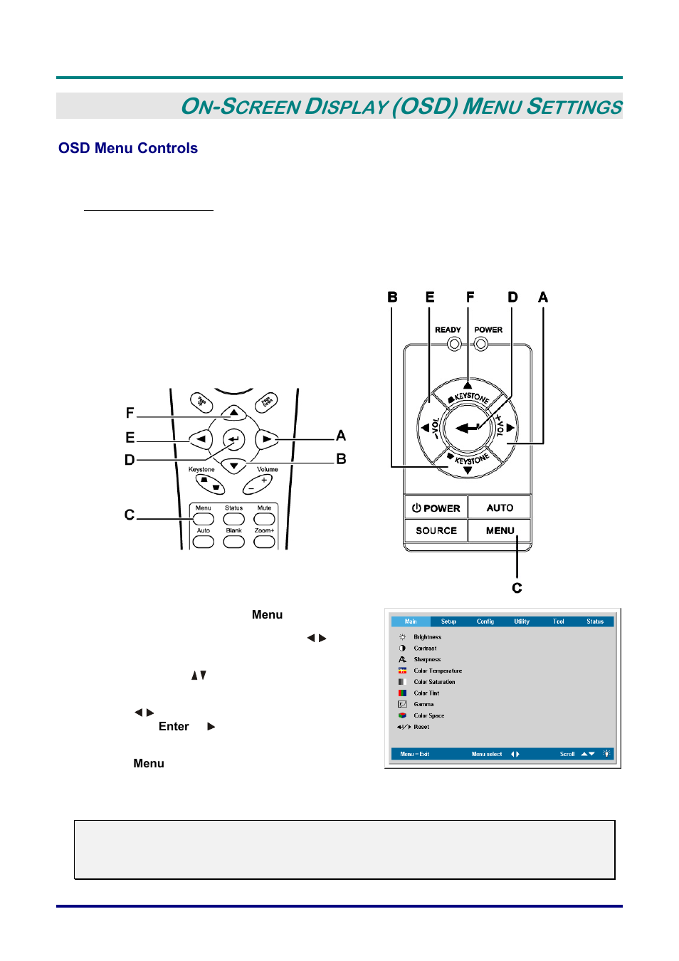 On-screen display (osd) menu settings, Osd menu controls, Navigating the osd | Ontrols, Osd), Creen, Isplay, Ettings | Planar PR Line PR3020 User Manual | Page 26 / 54