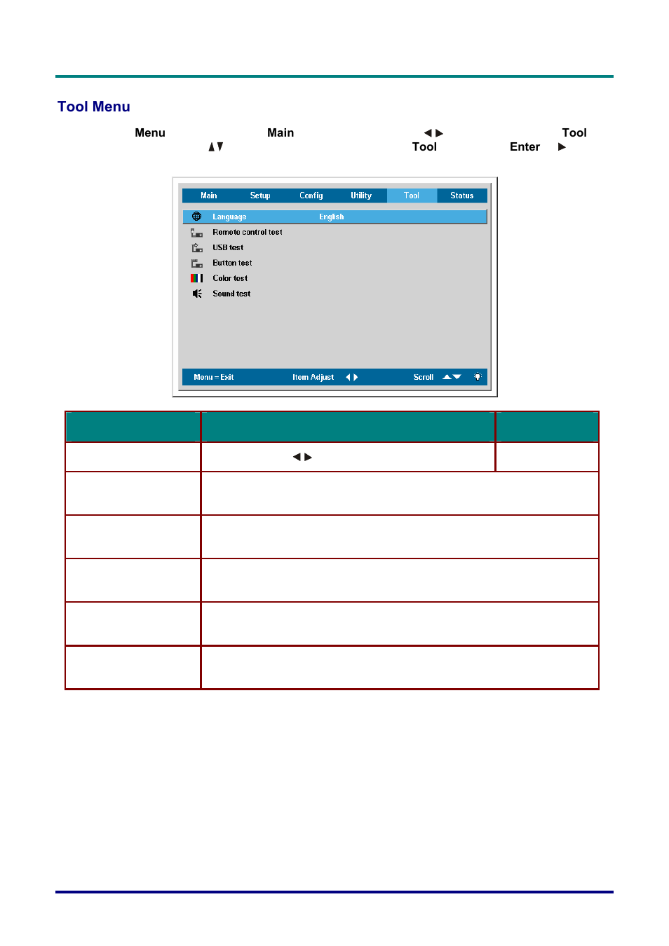 Tool menu | Planar PR Line PR3020 User Manual | Page 38 / 54